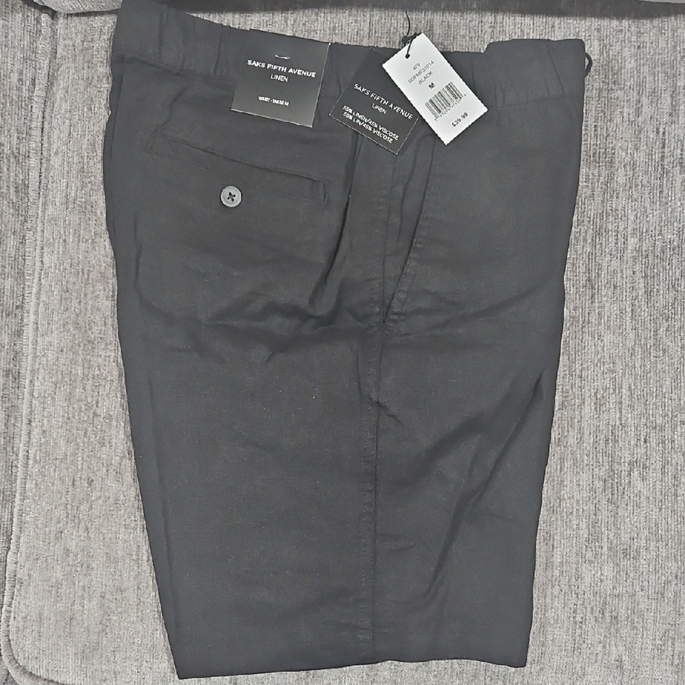 Saks Fifth Avenue Men's Black Linen Shorts